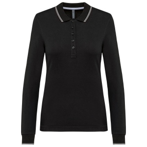 Polo maille piquée manches longues femme 2