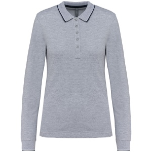Polo maille piquée manches longues femme 5
