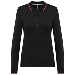 Polo maille piquée manches longues femme 3
