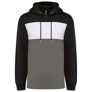 Sweat-shirt tricolore à capuche unisexe 2