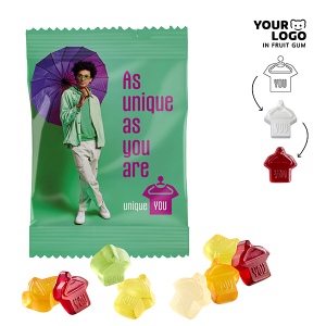 Gommes de fruits PERSONNALISÉES, VEGAN, 10 g, sachet conventionnel