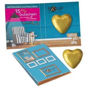 Carte à croquer avec cœur en chocolat - motif standard