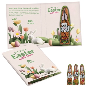 Carte à croquer avec Lapin de Pâques en chocolat MINI - motif standard