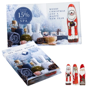 Carte à croquer avec un Père Noël en chocolat MINI, motifs standards