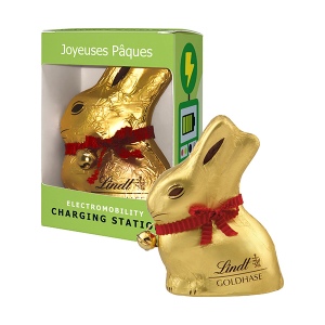Lapin de Pâques «Lindt &amp; Sprüngli» en boîte