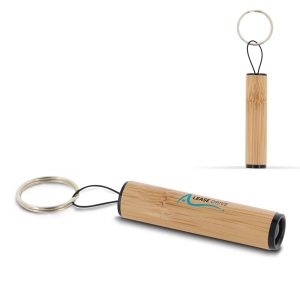 Porte-clés lampe de poche en bambou