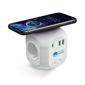 MULTIPRISE CUBE AVEC CHARGEUR PAR INDUCTION ET RALLONGE 3