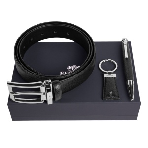 Parure Festina Black (stylo bille, porte-clefs & ceinture)
