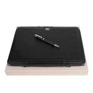 Parure Regent Black (stylo roller & conférencier A4)
