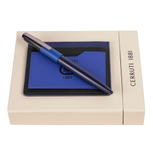 Parure Brick Navy Bright Blue (stylo bille & porte-cartes)
