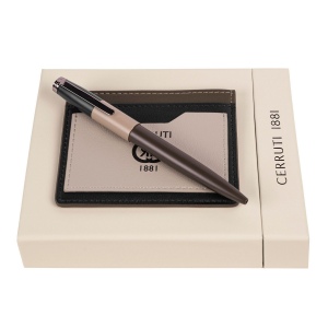 Parure Brick Beige Khaki Black (stylo bille & porte-cartes)