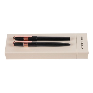 Parure Block Brushed Black (stylo bille & stylo roller)