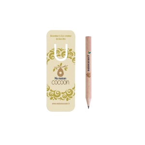 KIT M.PAGE CANNE SUC 8.7 ECO (+Quadri surface totale sur face blanche du marque-page (verso kraft neutre) - quadri sur le crayon)