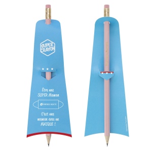 SUPER CRAYON-SUPWOMAN(+Copie laser 2 faces sur cape + marquage à chaud simple une couleur sur crayon - texte uniquement)