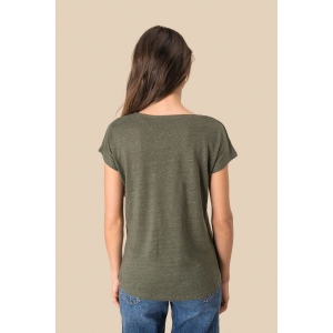 T-shirt col V en lin femme 10