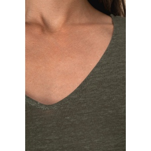 T-shirt col V en lin femme 12