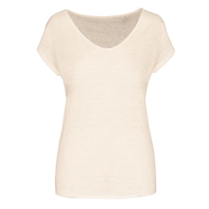 T-shirt col V en lin femme 3