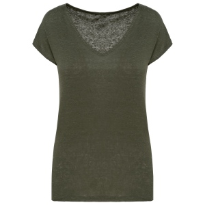 T-shirt col V en lin femme 5