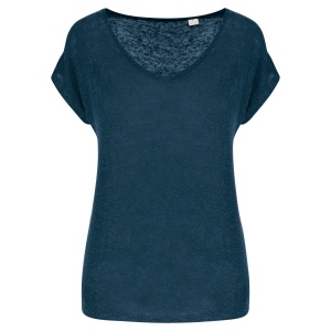 T-shirt col V en lin femme 6