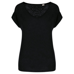 T-shirt col V en lin femme 2
