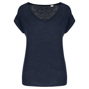T-shirt col V en lin femme 4