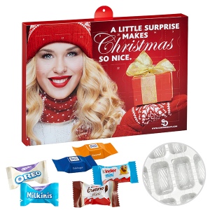 Calendrier de l’avent de marque Premium avec Ritter Sport, Assortiment de Milka Favourites et Kinder Chocolats Mini &amp; Kinder Bueno Mini