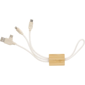 Cble de charge personnalisable en bambou, coton et paille de bl