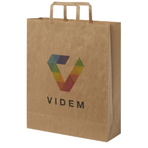 Sac en papier Kraft 80-90 g/m² avec poignées plates, 32 x 12 x 40 cm 2