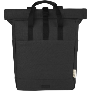 Sac à dos pour ordinateur portable Joey de 15 L en toile recyclée GRS 15 pouces avec dessus enroulable 6