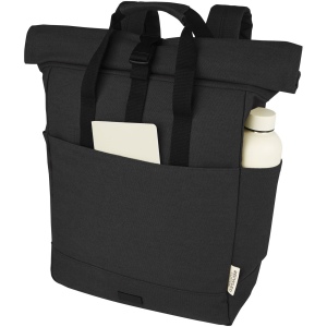 Sac à dos pour ordinateur portable Joey de 15 L en toile recyclée GRS 15 pouces avec dessus enroulable 17
