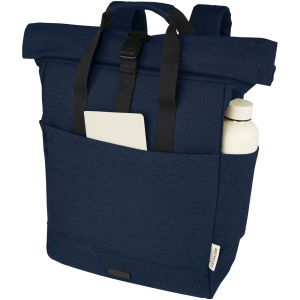 Sac à dos pour ordinateur portable Joey de 15 L en toile recyclée GRS 15 pouces avec dessus enroulable 19