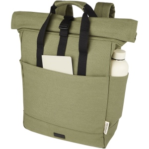 Sac à dos pour ordinateur portable Joey de 15 L en toile recyclée GRS 15 pouces avec dessus enroulable 20