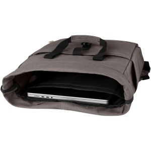 Sac à dos pour ordinateur portable Joey de 15 L en toile recyclée GRS 15 pouces avec dessus enroulable 22