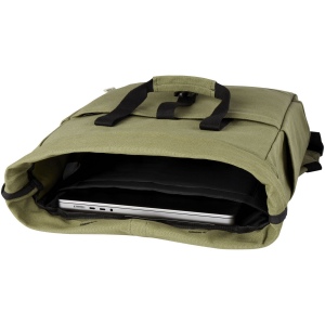Sac à dos pour ordinateur portable Joey de 15 L en toile recyclée GRS 15 pouces avec dessus enroulable 24