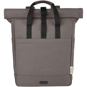 Sac à dos pour ordinateur portable Joey de 15 L en toile recyclée GRS 15 pouces avec dessus enroulable 7