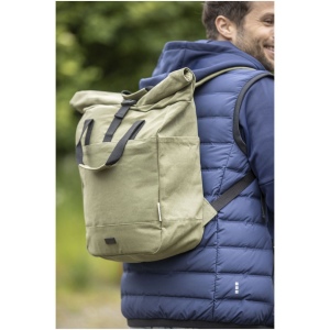 Sac à dos pour ordinateur portable Joey de 15 L en toile recyclée GRS 15 pouces avec dessus enroulable 34