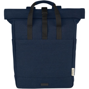 Sac à dos pour ordinateur portable Joey de 15 L en toile recyclée GRS 15 pouces avec dessus enroulable 8