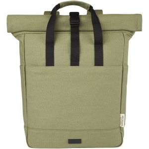 Sac à dos pour ordinateur portable Joey de 15 L en toile recyclée GRS 15 pouces avec dessus enroulable 9