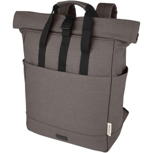 Sac à dos pour ordinateur portable Joey de 15 L en toile recyclée GRS 15 pouces avec dessus enroulable 3