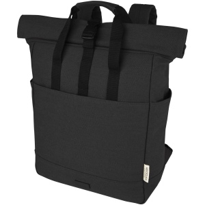 Sac à dos pour ordinateur portable Joey de 15 L en toile recyclée GRS 15 pouces avec dessus enroulable 2