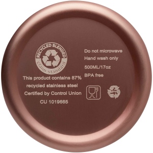Bouteille isotherme Vasa en acier inoxydable recyclé certifié RCS de 500 ml avec isolation par le vide et couche de cuivre 30