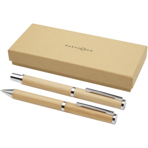 Coffret cadeau stylo bille et stylo roller Apolys en bambou  (encre noire) 2