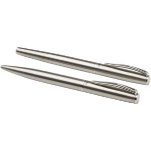 Ensemble de stylo bille et stylo roller Didimis en acier inoxydable recyclé (encre noire) 6