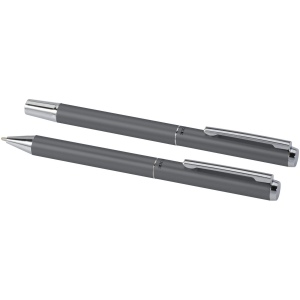 Ensemble-cadeau stylo bille et stylo roller Lucetto en aluminium recyclé (encre noire) 15