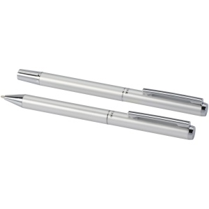 Ensemble-cadeau stylo bille et stylo roller Lucetto en aluminium recyclé (encre noire) 16