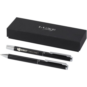 Ensemble-cadeau stylo bille et stylo roller Lucetto en aluminium recyclé (encre noire) 8