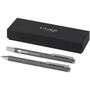 Ensemble-cadeau stylo bille et stylo roller Lucetto en aluminium recyclé (encre noire) 9