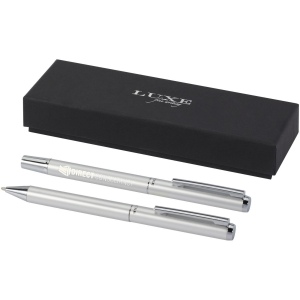 Ensemble-cadeau stylo bille et stylo roller Lucetto en aluminium recyclé (encre noire) 10