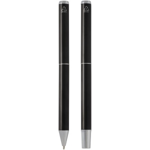Ensemble-cadeau stylo bille et stylo roller Lucetto en aluminium recyclé (encre noire) 11