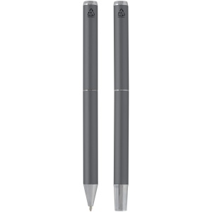 Ensemble-cadeau stylo bille et stylo roller Lucetto en aluminium recyclé (encre noire) 12